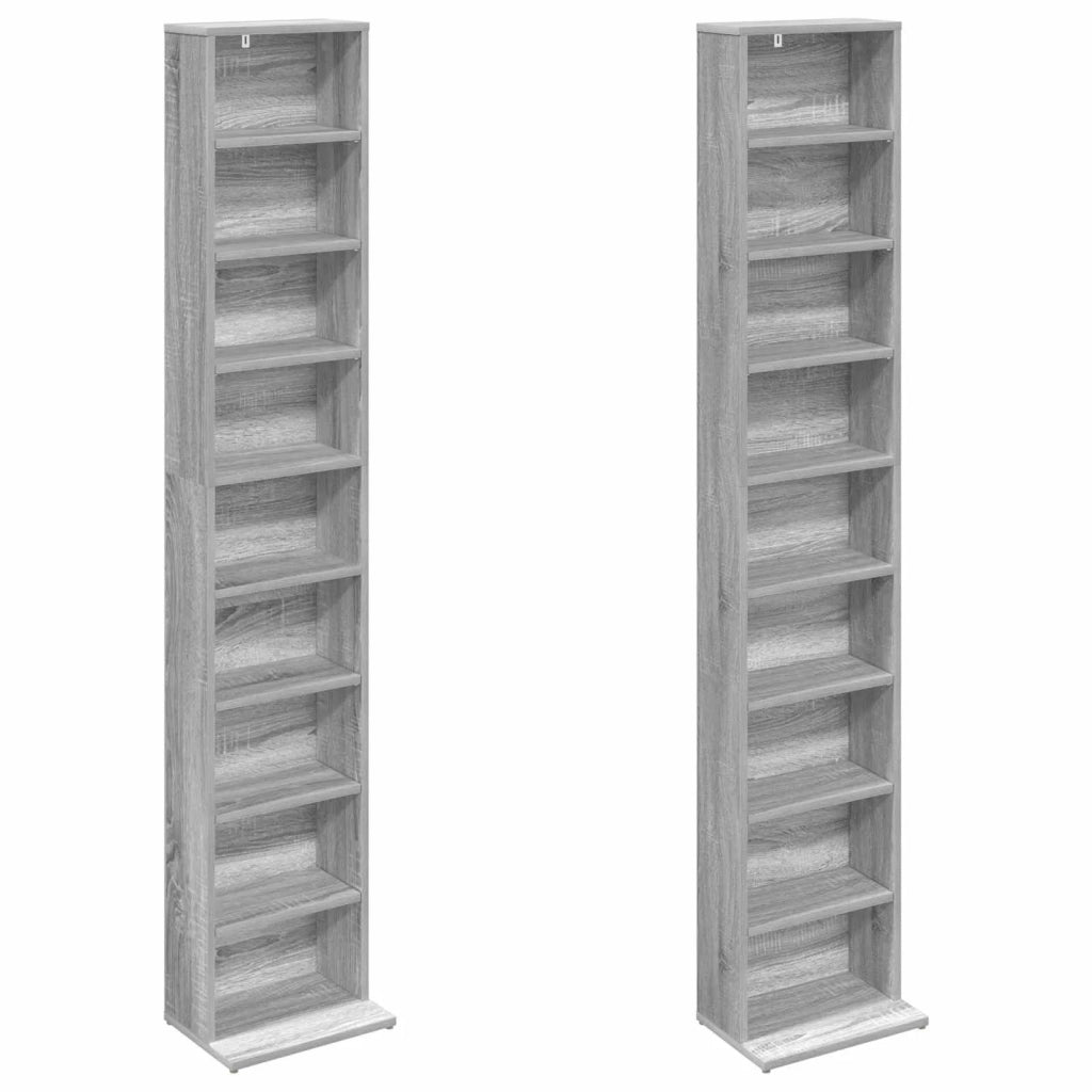 Mobile per CD 2 pz Sonoma grigio 33 x 23,5 x 175 cm 8012653