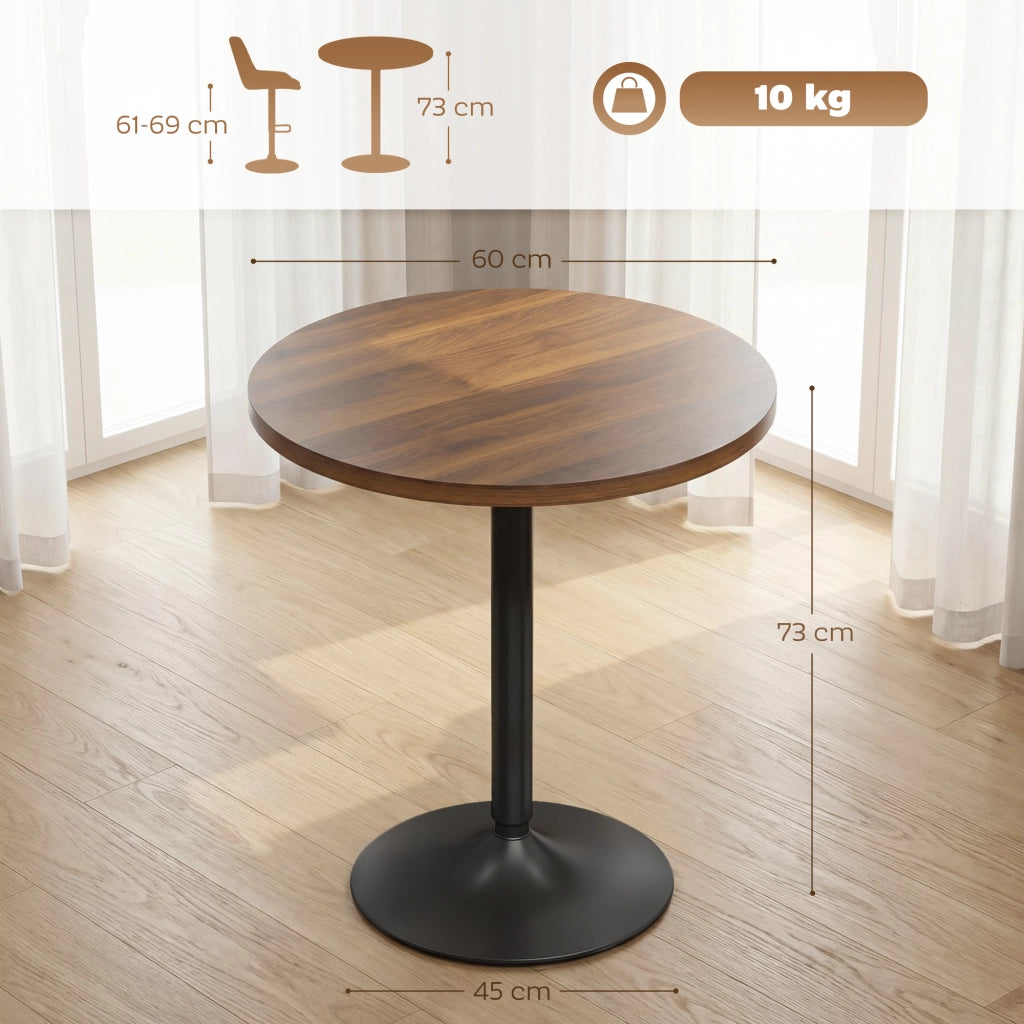 Tavolo da bar rotondo 60 cm ¨C Xylo ¨C Noce, gambe metallo, cucina e soggiorno