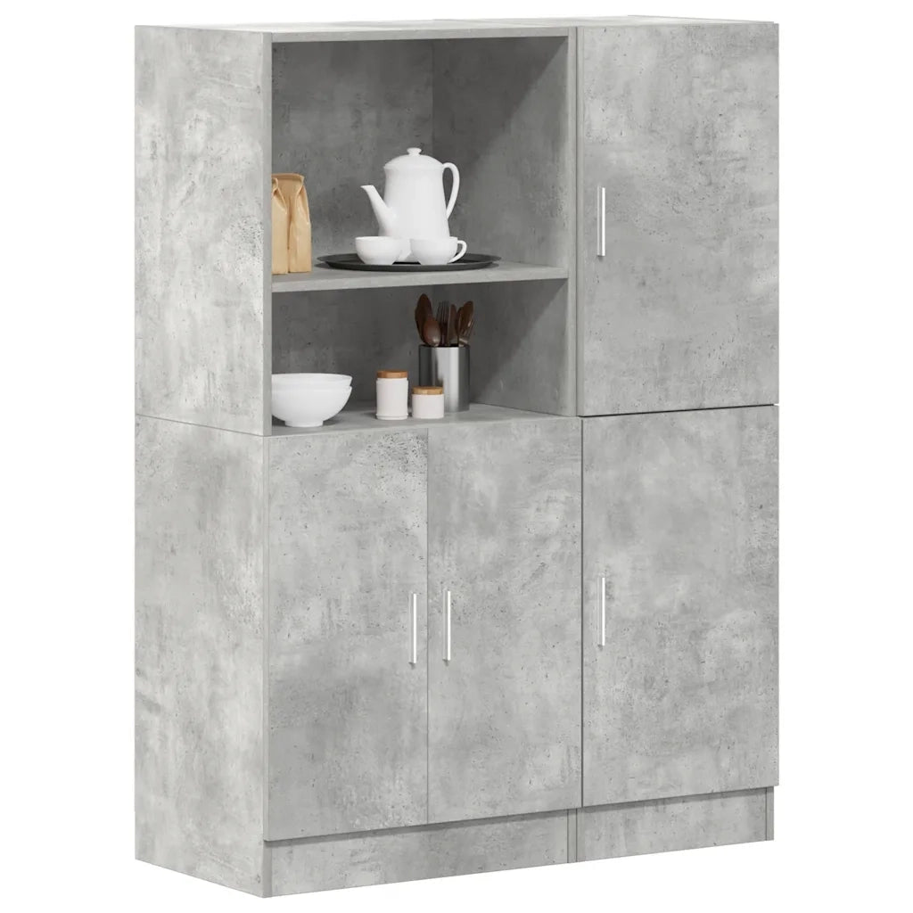 vidaXL Set di Mobili da Cucina 2 pz Grigio Cemento in Truciolato
