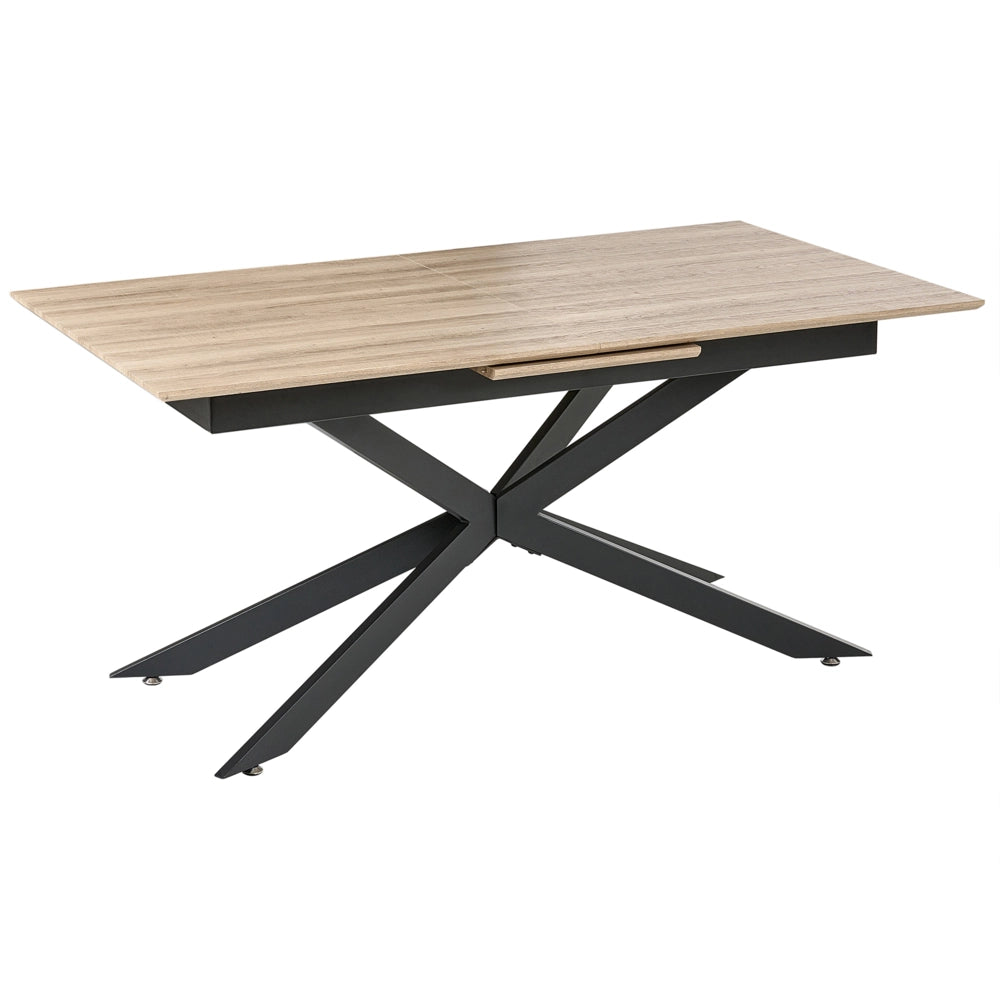 Tavolo da pranzo marrone chiaro con piano in MDF impiallacciato carta 160/200 x 90 cm Gambe in ferro Allungabile Rettangolare