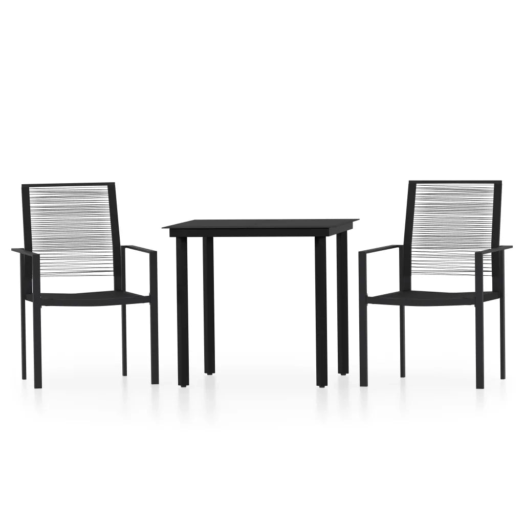 Set Mobili da Pranzo per Giardino 3 pz Nero cod mxl 35494