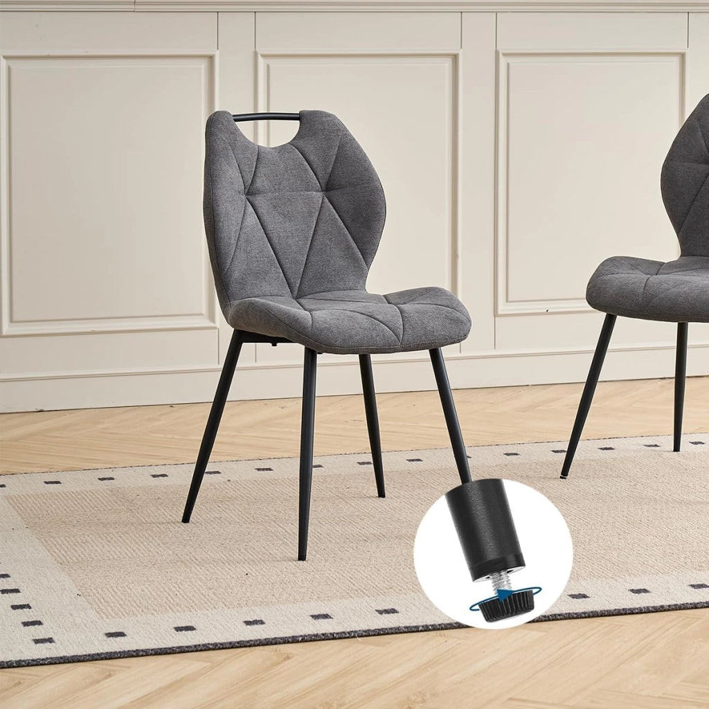 GrandCA HOME Set di 4 Sedie da Pranzo, Cucina Sedia, Imbottite e Soggiorno con Schienali in Tessuto e Gambe in Metallo con Maniglie Per Sala da Pranzo, Cucina e Soggiorno（Grigio Scuro）