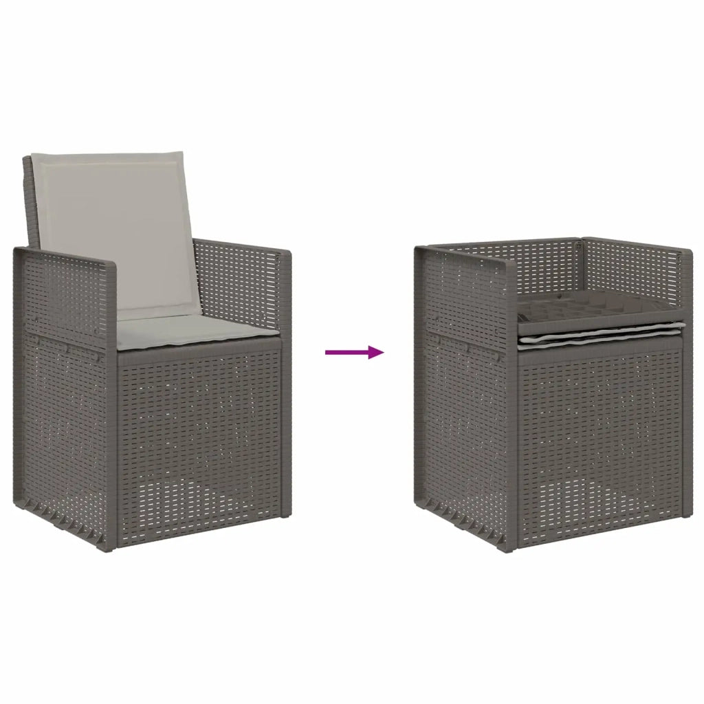 Set da Pranzo per Giardino con cuscino 7 pcs Grigio Chiaro PP