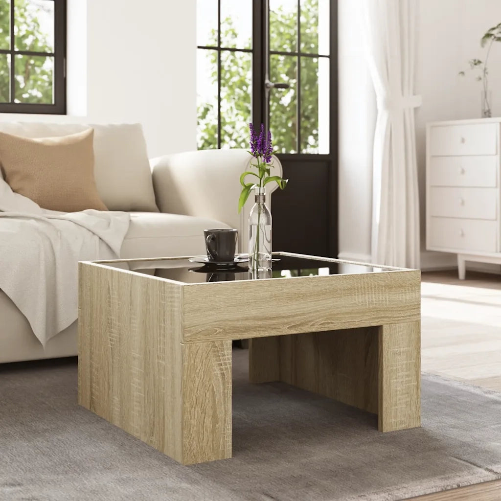 Tavolino da Salotto con LED Infinity Rovere Sonoma 50x50x30 cm 847604