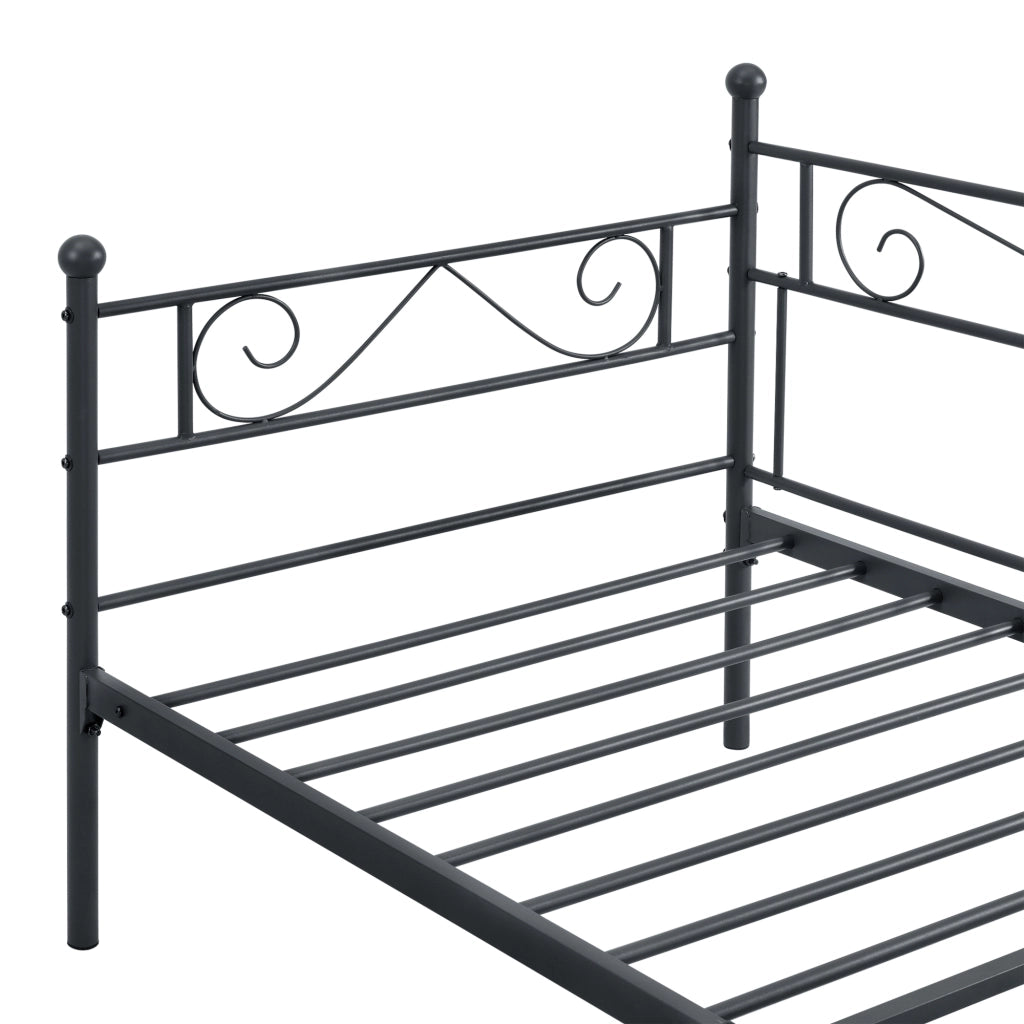 Struttura Divano Kerava in Acciaio Letto Singolo 90 x 200 cm - Nero Opaco [en.casa]