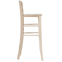 Sgabello legno grezzo con manico h 80 da terra alla seduta in massello