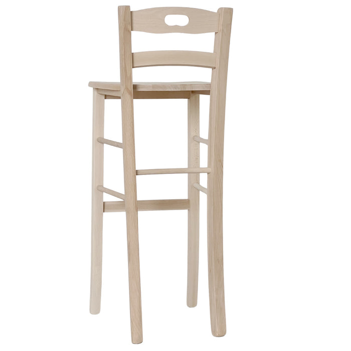 Sgabello legno grezzo con manico h 80 da terra alla seduta in massello