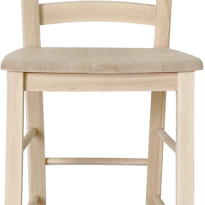 Sgabello legno grezzo con manico h 80 da terra alla seduta in massello