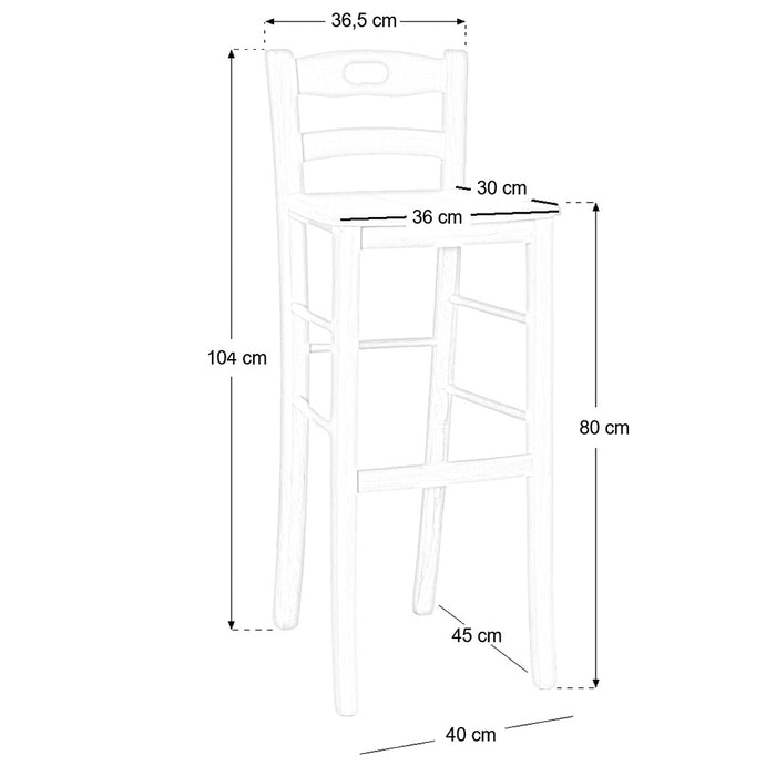 Sgabello legno grezzo con manico h 80 da terra alla seduta in massello