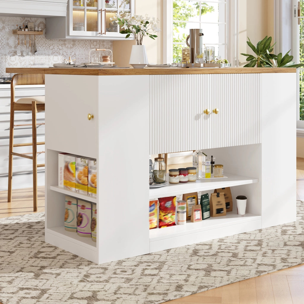 TAVOLO Isola cucina pieghevole 140x70x90 cm MDF bianco