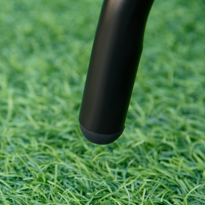 Tavolino da Giardino Ø50x55 cm Piano in Vetro Struttura in Metallo Nero