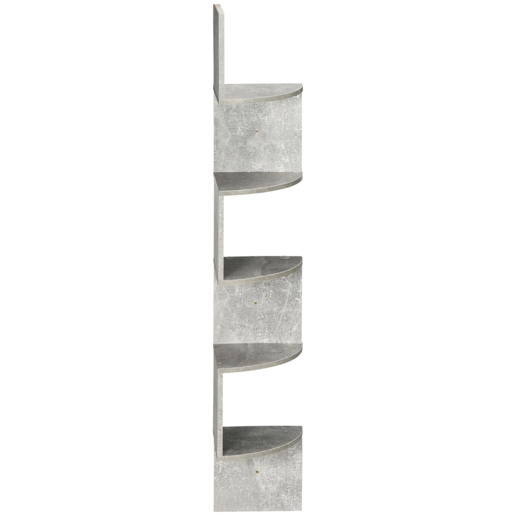 Libreria Angolare a Muro 5 Livelli ¨C Zephmum ¨C Legno Grigio 20x20x126 cm