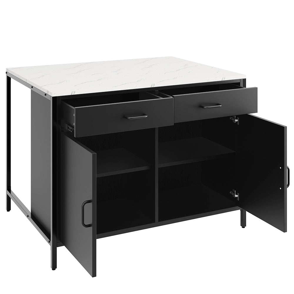 Tavolo Cucina - Xylo - 105??39??102 cm - Piano Marmo Nero Piedi Regolabili
