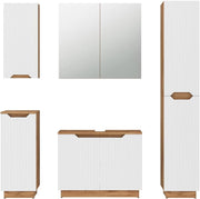 Set di mobili da bagno Lotta, Rovere/bianco a strisce, 5 parti
