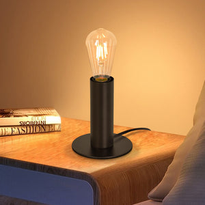 ZMH Lampada da tavolo nera E27 40W con interruttore per soggiorno corridoio