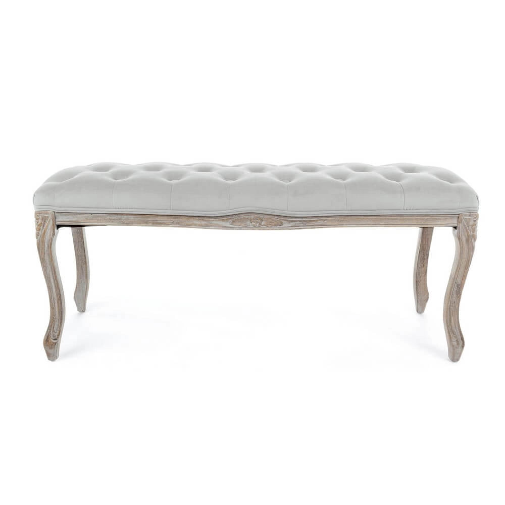 Panca imbottita in tessuto con gambe in legno stile classico - ARIANNA