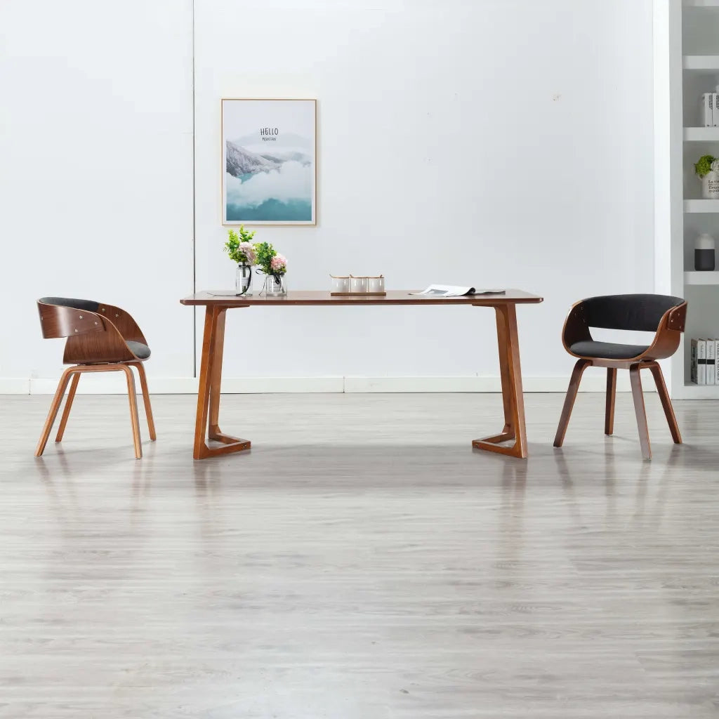 Sedie da Pranzo 2 pz Legno Curvato e Tessuto Grigio 278859