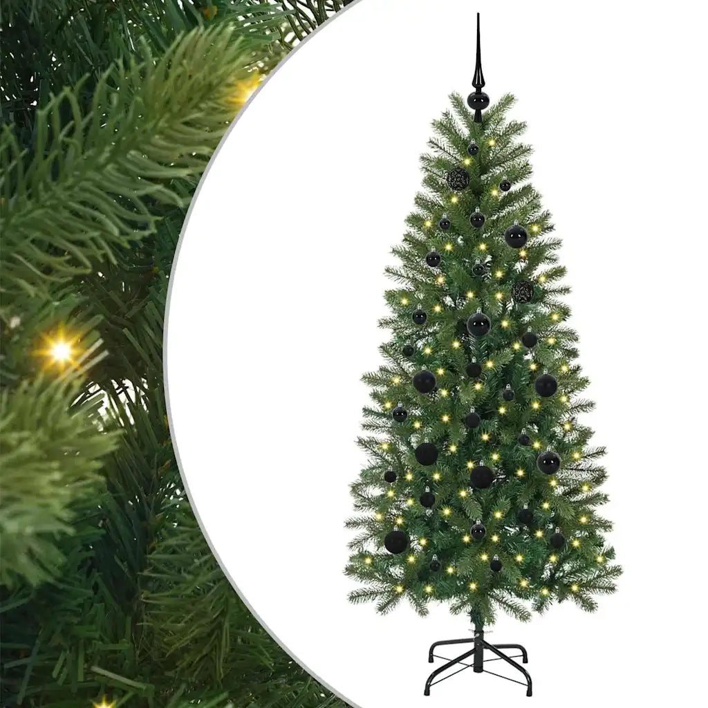 Albero di Natale | Decorazioni natalizie artificiale con 150 LED Verde 150 cm PE e PVC
