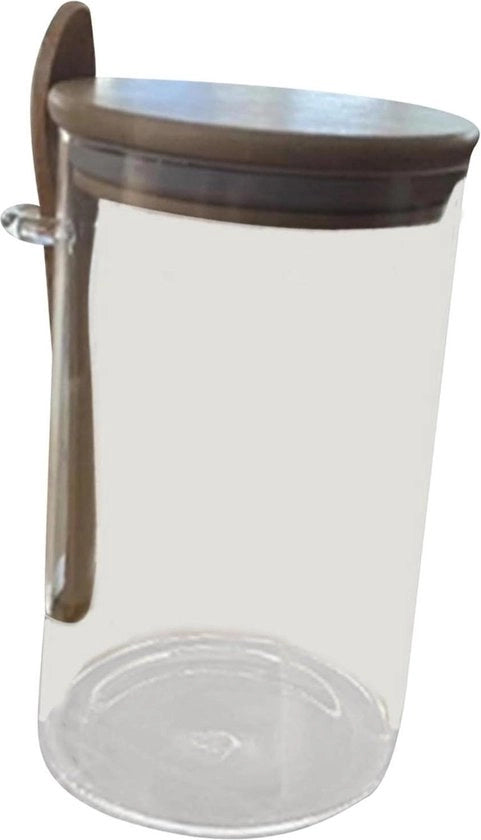Piatto in vetro con imbottitura di silicone, cucchiaio di legno, contenitore per spezie a coffee - contenitore a chiusura ermetica per la cucina - piccola ciotola per cucchiaio