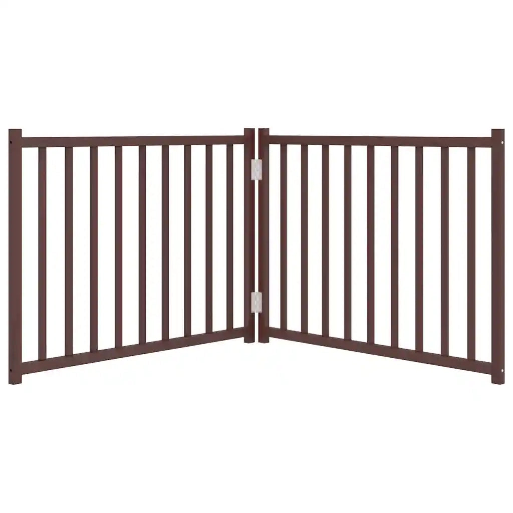 Cancello Cani Pieghevole 2Pannelli Marrone 160cm Massello Abete 352296