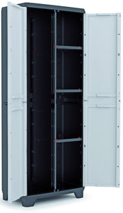 Armadio portascope Linear in resina con ripiani regolabili colore grigio nero Keter