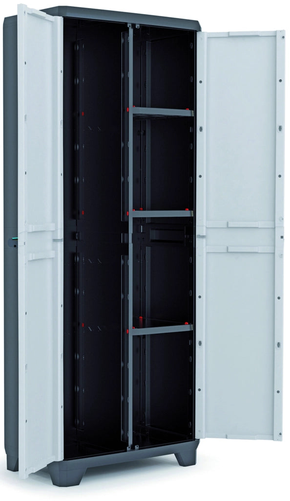 Armadio portascope Linear in resina con ripiani regolabili colore grigio nero Keter