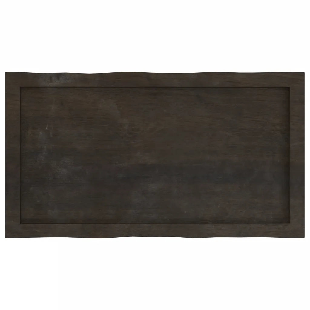 Piano Tavolo Marrone Scuro 80x40x(2-6)cm in Rovere Non Trattato 364006