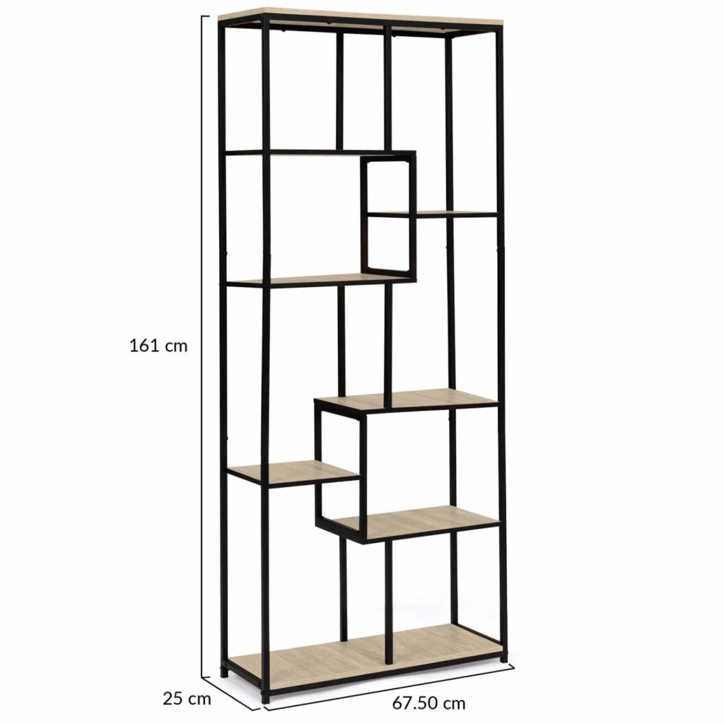IDMarket - DETROIT libreria asimmetrica a 6 livelli dal design industriale 161 cm