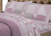 Completo Lenzuola Flanella Linea SuperEuropa 100% Cotone Disegno Atene 7879 - Singolo - Rosa