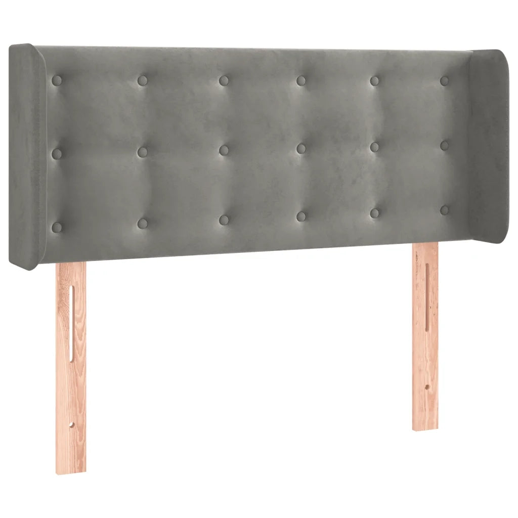 Testiera ad Orecchio-Testata con Orecchie Grigio Chiaro 83x16x78/88 cm in Velluto 449703