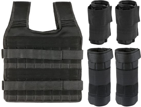 Vestizione per allenamento 35 kg - Vestizione con peso regolabile - Banda di spalla assorbente shock - Tessuto in rete duraturo - 32 tasche per pesi - Vestizione con forma comoda