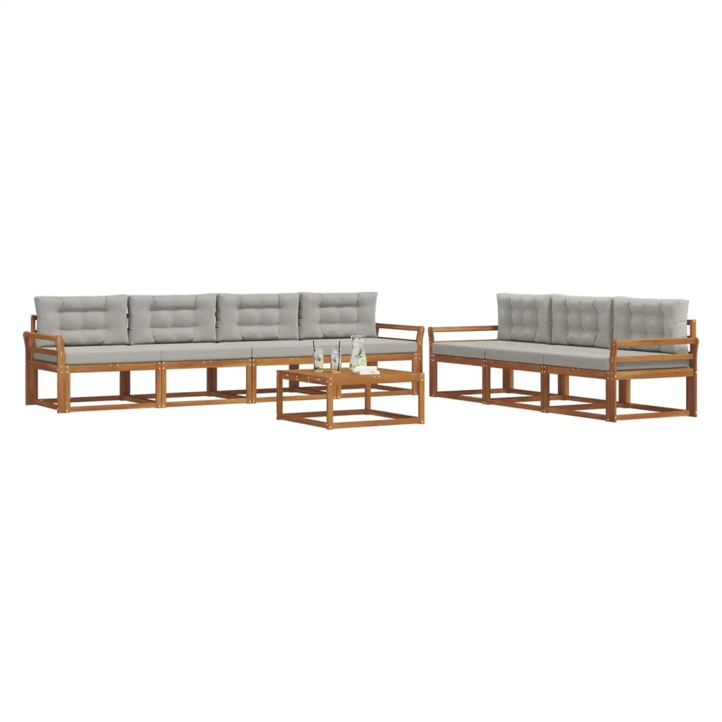 Set di divani da esterno 8 pcs Grigio Naturale e Chiaro 3367299