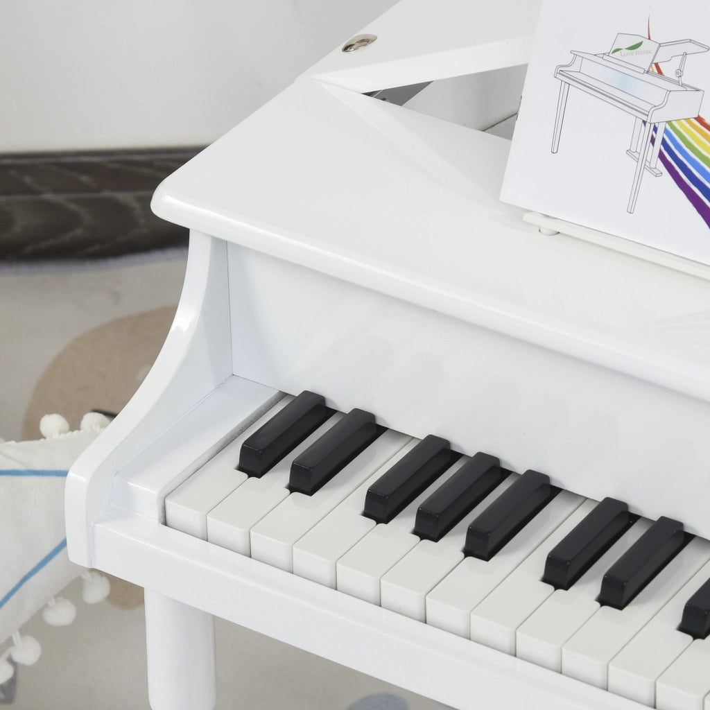 Piano per Bambini con Atril e Sgabello ¨C zephmum ¨C Bianco 52x50x49 cm