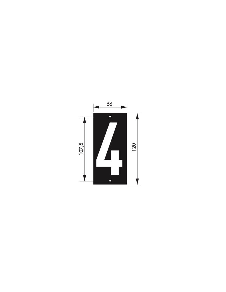 Targa numerica 56 x 130 mm con numero "4", da avvitare – THIRARD