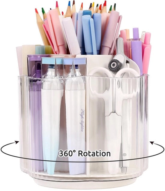 Organizzatore per Pennarelli con 6 Compartimenti, Capacità di Archiviazione Grande, Roto 360°, Pen Organizer per Ufficio, Scuola, Casa, Accessori per Scrittura