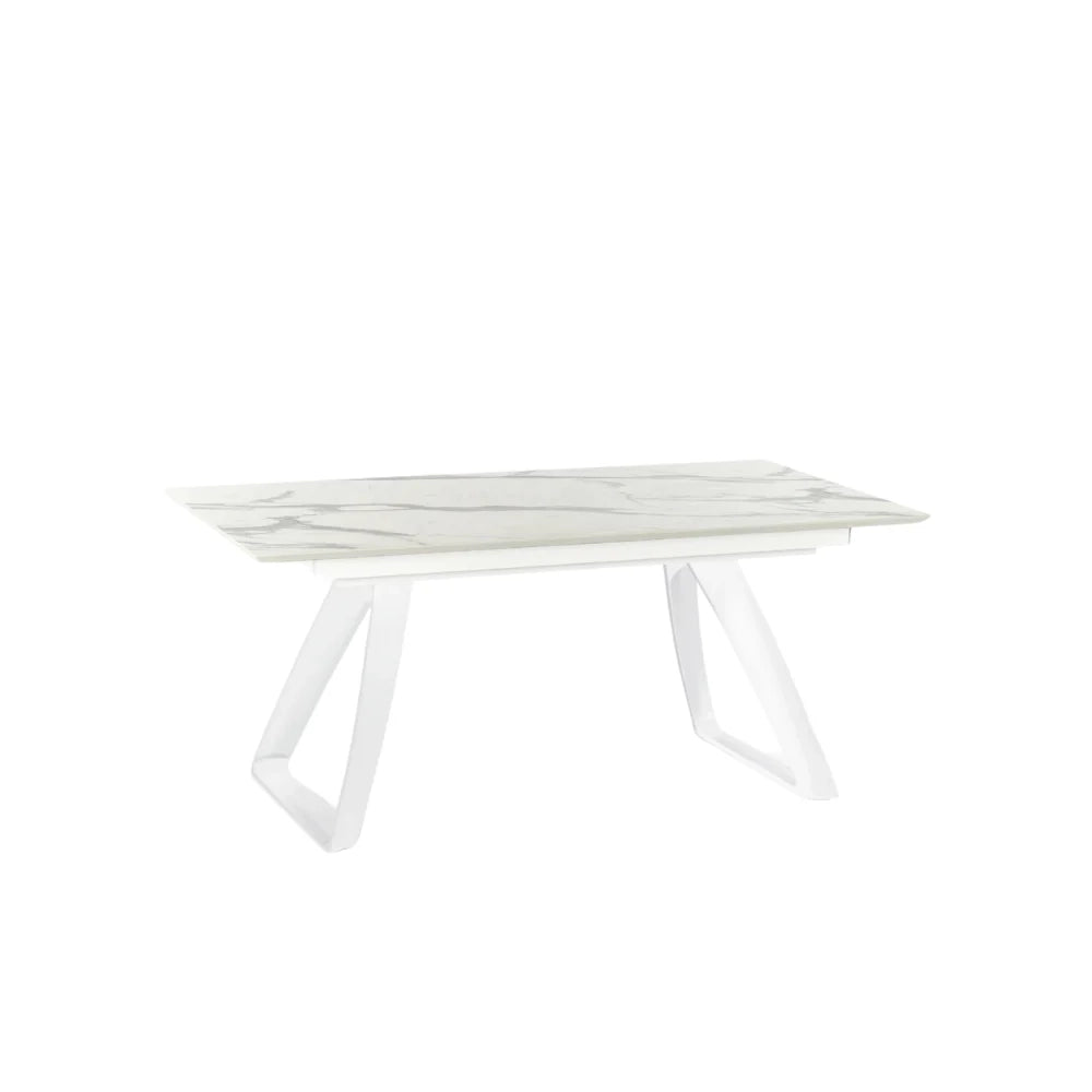 Tavolo da pranzo allungabile in HPL effetto marmo bianco Grayson 170-270x90 cm fino a 12 posti Made in Italy | Duzzle