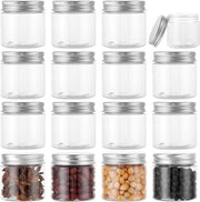 Set di 16 - 60 ml - Stivato a tenuta di aria - Translucido - BPA libero - Plastica - Con coperchio - Scatole di conservazione - Rondi - Scatole di conservazione - Per spezie - Muesli - Caramelle - Marmellate