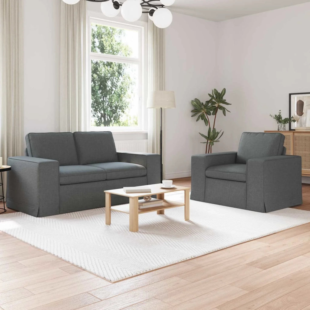 Divano 2 pcs Grigio scuro 182 x 80 x 82 cm Tessuto