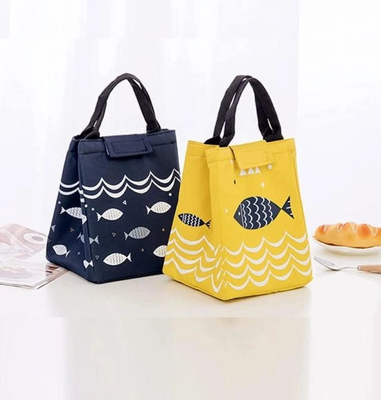 2 contenitori per picnic, contenitore per picnic piccolo, contenitore isolante pieghevole, contenitore termico con rivestimento di pellicola, contenitore per trasporto di alimenti per uso quotidiano (blu + giallo)