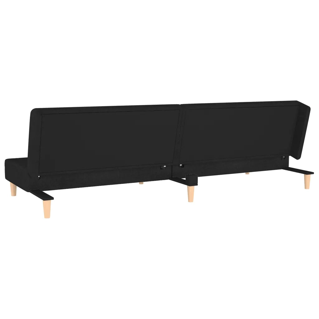 Divano Letto a 2 Posti con 2 Cuscini Nero in Tessuto 375889