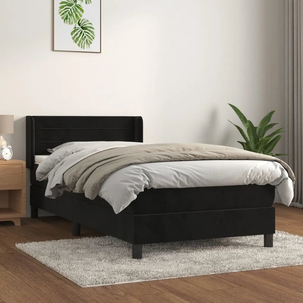 Giroletto a Molle con Materasso Nero 100x200 cm in Velluto 3131005