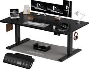 Scrivania elettrica regolabile in altezza, 160 x 80 cm, due supporti telescopici estendibili, con piano diviso in quattro parti, scrivania per computer con funzione memoria