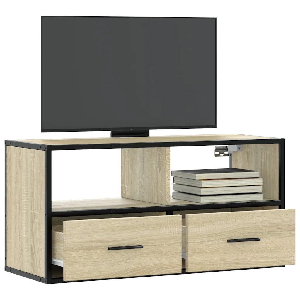 Mobile TV-Credenza per TV-Console TV Rovere Sonoma 80x31x39,5 cm Legno Multistrato Metallo 617635