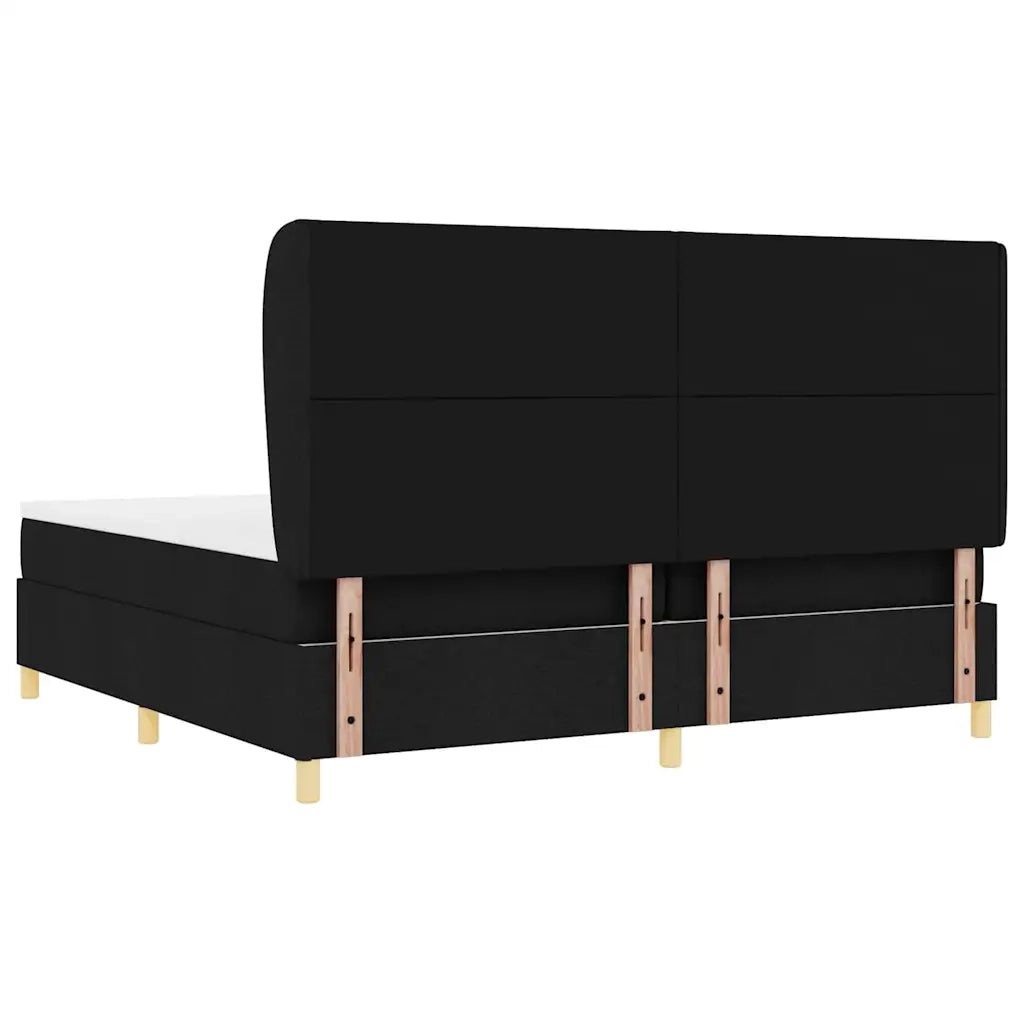 Letto a molle con materasso Nero 200 x 200 cm Tessuto
