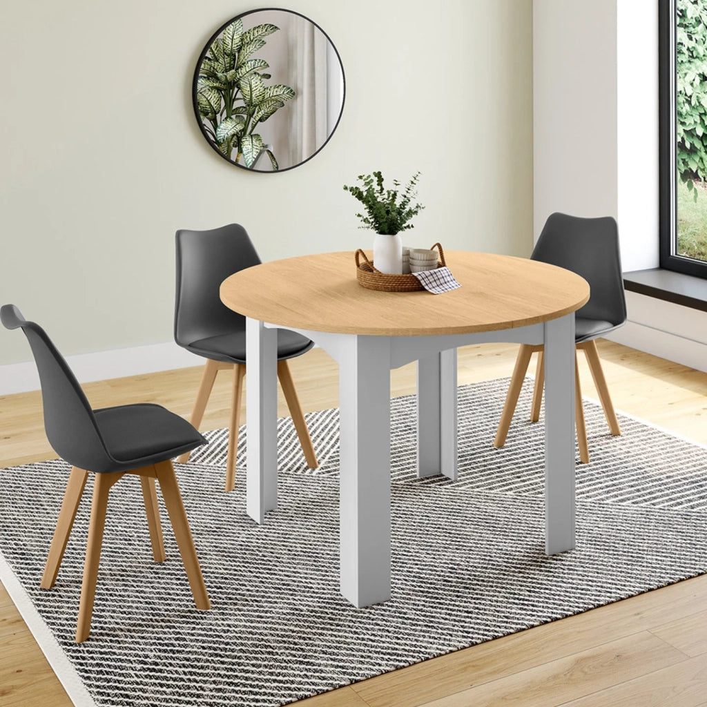 IDMarket - DONA tavolo da pranzo rotondo allungabile 4-8 persone piano faggio bianco 110-150 cm