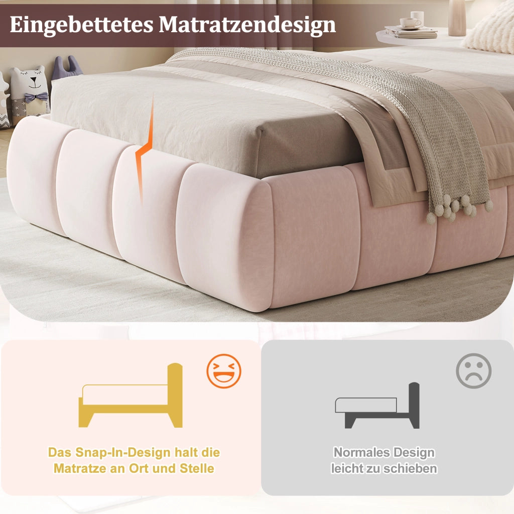 Letto imbottito letto singolo branda 90 x 200cm letto idraulico funzionale letto con telaio a doghe testiera e ampio spazio di deposito testiera imbottita velluto rosa