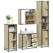Set Mobili da Bagno 4 pz Rovere Sonoma in Legno Multistrato