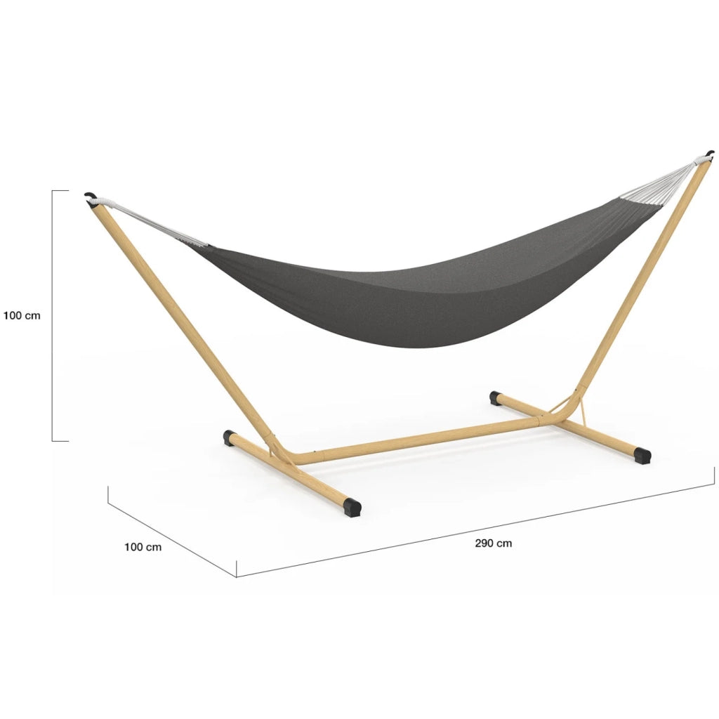 IDMarket - Amaca con supporto in metallo effetto legno e tela grigio antracite