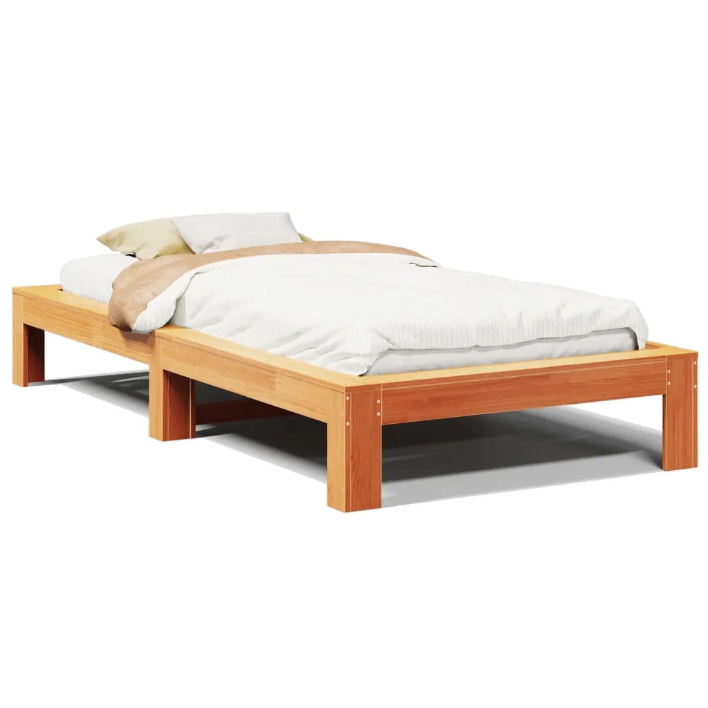 Letto senza Materasso Marrone Cera 75x190 cm in Legno di Pino