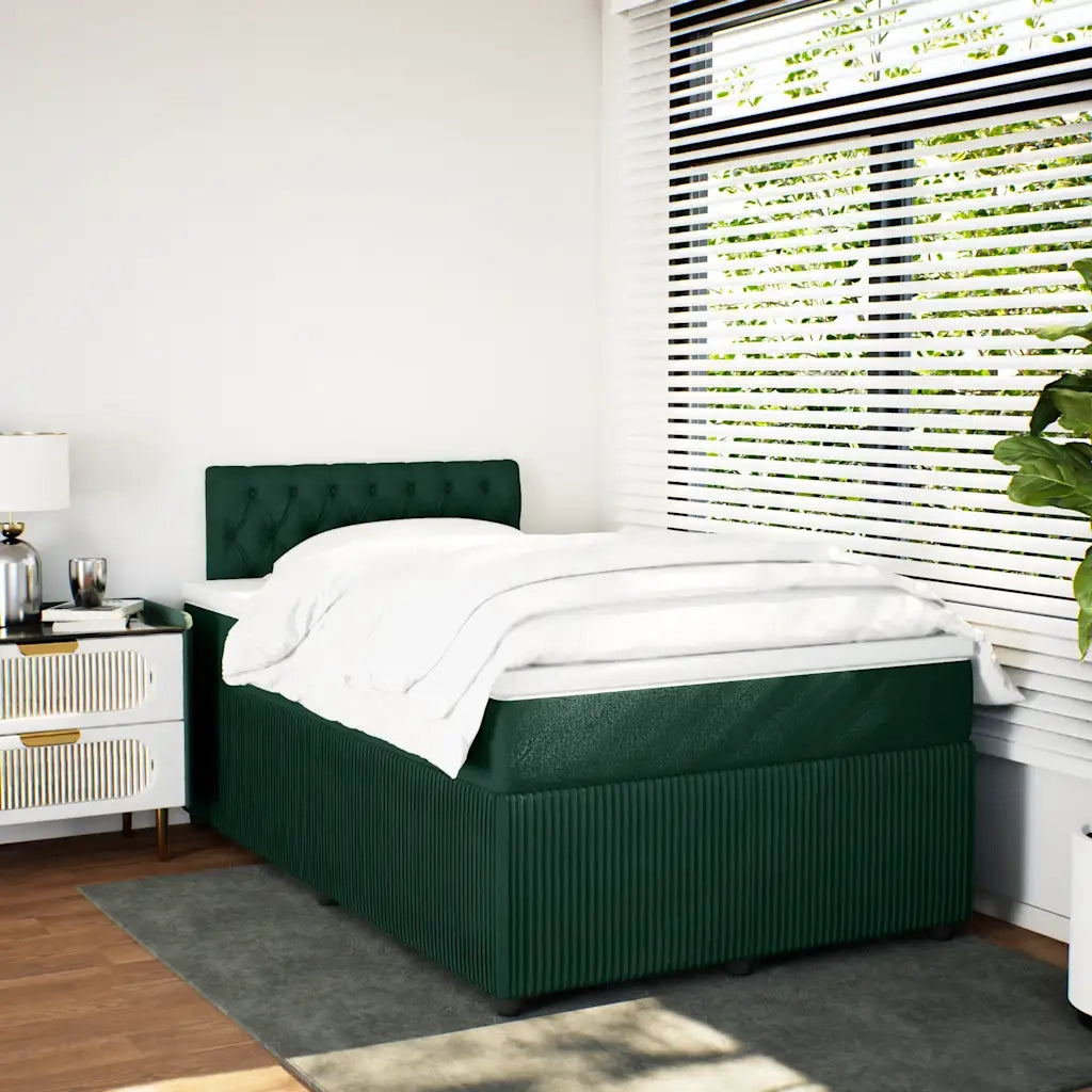 Giroletto a Molle con Materasso Verde Scuro 120x200 cm Velluto 3287719